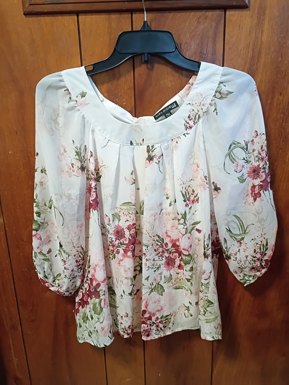 Floral Peasant Blouse in White and Pink by Laura Ashley